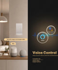 Slick Smart WiFi Dimmer Switch Offering Full Screen Touch And Air Gesture Control Neutral Wire Required Anti Glare White Panel with voice control features.