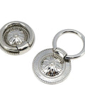 Vintage Floral Embossed Drop Ring Cabinet Pulls Slick Silver Zinc Alloy Drawer Handles For Home Refresh Kitchen Bedroom Vanity Upgrade Durable Hardware Set Of Four, close-up view of the floral detail and ring design.