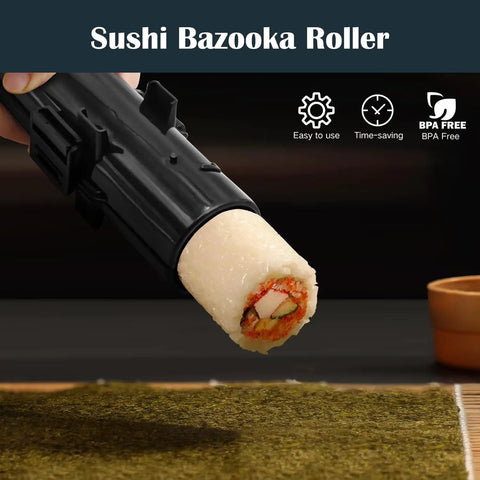 Sushi bazooka roller with rice and filling from 28 In 1 Sushi Making Kit With Roller And Bamboo Mats Bazooka Nigiri Gunkan Molds Musubi Maker Rice Ball Mold And More Easy Home Sushi Set For Beginners Ready To Roll Like A Pro.