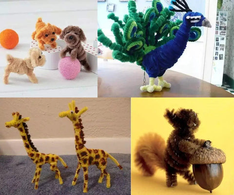 100 Pcs Chenille Pipe Cleaners In 10 Bright Colors For DIY Crafts And School Projects 6 Mm By 12 Inch Assorted Multicolor Stems For Creative Decorations craft animal figures