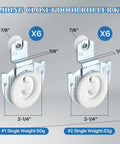 12 Pack 6 Set Sliding Closet Door Roller Kit with Bypass Hardware Replacement Adjustable Door Hooks for Wardrobe Cabinets Delivers Smooth Quiet Sliding Performance with Durable Galvanized Steel Rollers