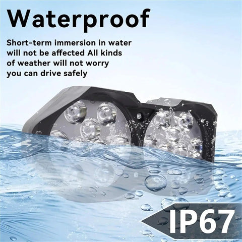Premium Set Of Two Super Bright E Bike Fog Lights For Motorcycle And Tricycle 8 12 Or 16 Led Bulbs waterproof IP67