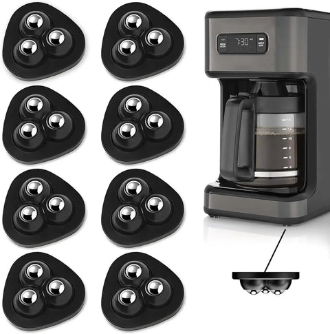 Straight Up Smooth Appliance Casters With Hella Strong Self Adhesive Pads Heavy Duty Furniture Sliders Blenders Ovens Coffee Makers Tile Floor Glide Zero Drill Hassle Black next to coffee maker.