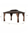 All Season Hardtop Metal Roof Gazebo With Mosquito Netting And Privacy Curtains For Backyard Patio Deck Built Tough Heavy Duty Outdoor Shelter That Stands Up Year Round Brown 10x12 Ft.