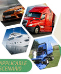 Heavy Duty Low Pressure Fuel Pump For Trucks And Cars 12 Volt pictured in vehicles, including a truck, car, boat, and lawn mower.