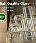 Six Pack Airtight Glass Storage Canisters With Square Lids Set For Flour Cereal Sugar Tea Coffee Beans Snacks Pantry Organization Kitchen Jars 0.7 Qt 1.2 Qt 1.6 Qt shown in dishwasher