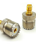 2 Pack SMA Female To PL259 SO239 Coax Adapter For CB Radio And Ham Antennas, brass nickel plated UHF connector