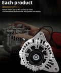 Front view of Reliable OEM Style Beefed Up Alternator Replacement For Hyundai Santa Fe 2005 2006 Sonata 2005 Tiburon 2005 2008 Tucson 2005 2009 And Kia Optima 2005 2006 Sportage 2005 2010 showing 6-groove pulley.