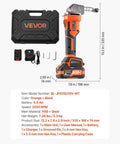 Cordless Metal Nibbler with 20V 4000mAh battery and 2200 RPM brushless motor, shown with plastic carrying case and accessories, ideal for steel and aluminum sheets.