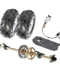 Beefed Up Rear Live Axle Kit For Go Karts With 530 Chain Sprocket, big brake disc and caliper, hubs, 16X8-7 ATV tires and rims.