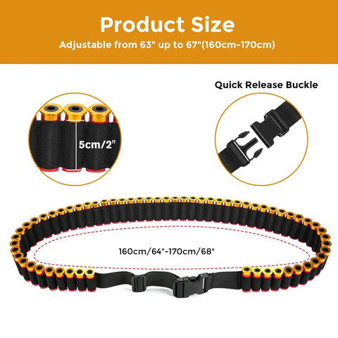 Shotgun Shell Holder With 56 Hole Tactical Shoulder Strap for 12 Gauge Shells adjustable size with quick-release buckle details