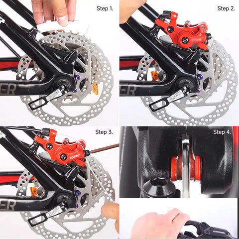 Using Disc Rotor Truing Fork Tool Kit For Bicycle Brake Pad Alignment And Rotor Calibration on bike disc brake