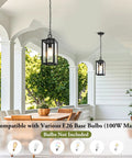 Slick Modern Outdoor Pendant Light, Top Notch Hanging Lantern for Front Porch and Entryway with Heavy Duty Weatherproof Build in Matte Black Finish.