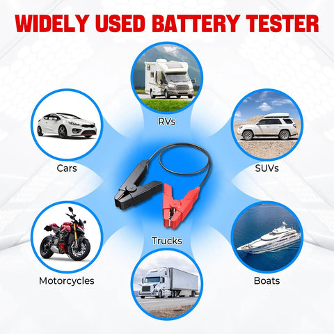 BST 360 Battery Tester With Bluetooth, 100 To 2000 CCA Load Test, Cranking And Charging Analysis For 12V Batteries, Great For Cars, Trucks, Motorcycles, ATVs, SUVs, Boats And Yachts. Bluetooth battery tester with clips and vehicle uses