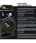 Heavy Duty 80 Amp Cnc Plasma Cutter With Ptm Machine Torch And Blowback Ignition For Painted Or Rusted Metals Includes 24 Foot Cable With Euro Quick Connect with digital display and power connections.