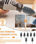 Rotary tool using Cone Shaped Aluminum Oxide Grinding Stone Set with Quarter Inch Shank for Grinding Polishing and Deburring Ferrous Metals