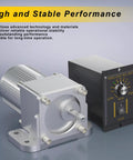 Workhorse Industrial High Torque 110V AC Gear Motor with Variable Speed and AC Governor, 12 RPM, displayed with control unit