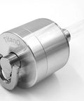 Side view of Dope Fine Grind Pepper And Spice Grinder Set with Stainless Steel 304 Grinding Plate and Mesh Screen, compact silver design.