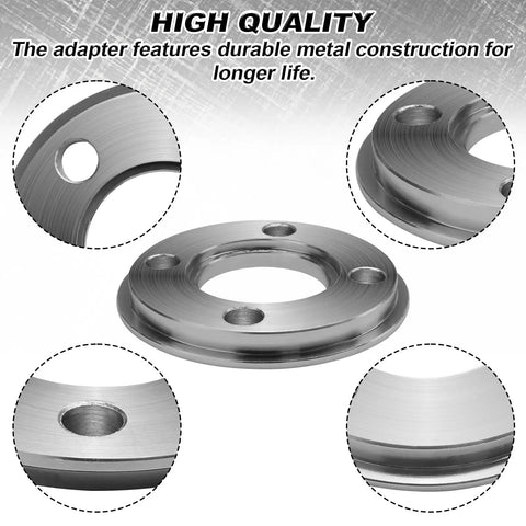 Close-up of Plug And Play Swap Template Guide Adapter Compatible With Makita Router Base, metal construction, durable design.