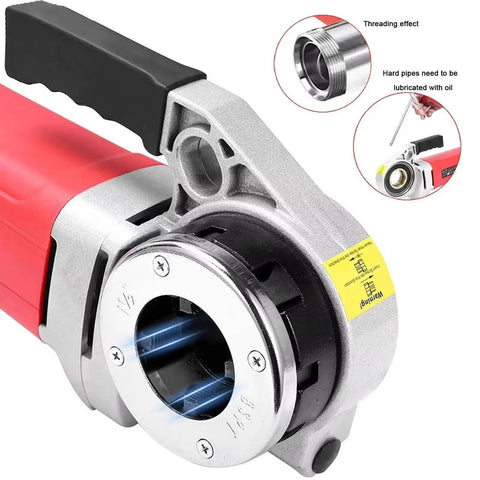 Tough As Nails 2300W Electric Pipe Threader detail showing copper drive unit and threading mechanism for steel tubing use.