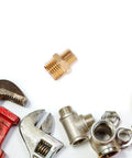Nusitou 6-Piece Copper Hose Repair Kit With Sturdy Pipe Fittings And Pex Connectors For Fast Plumber Fixes Without Tools At Home Or Outdoors, brass fittings on white