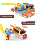 Hands On 11 Project STEM Kit For Kids Aged 8 9 10 11 12 13 14 Explore Physics And Engineering With Robot Building Experiments featuring a colorful transmission tank and wind-powered glider