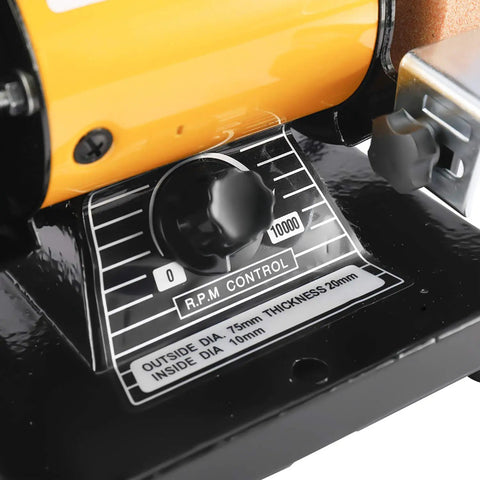 Close-up of RPM control knob on 3 Inch All In One Handy Mini Bench Grinder Polisher With 31 Inch Flexible Shaft And Accessories