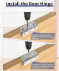 All In One Door Hinge Jig Kit For Quick Mortises Fits Three To Five Inch Hinges And One Quarter Or Five Eighths Inch Door Thickness Router Template tutorial showing installation on wooden door