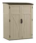 Padlock Ready Outdoor Storage Shed Backyard Ready Water Resistant Resin Cabinet For Patio And Garden Gear Cushions And Tools Weatherproof Vertical Design 54 Cu Ft Made In USA