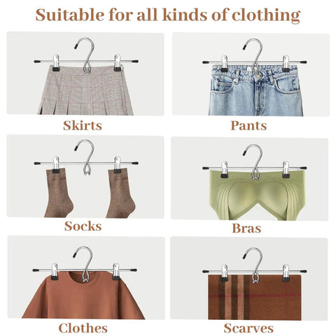 Keep Your Closet Crisp With These Space Saving Stackable Pants And Skirt Hangers Featuring Grippy Clips And Built In Hooks Straight Up Essential For Dorms Or Apartments The 8 Pack Is A Total Game Changer