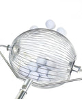 Extendable Forty Eight Point Five Inch Golf Ball Collector And Table Tennis Ball Retriever with balls inside, stainless steel design