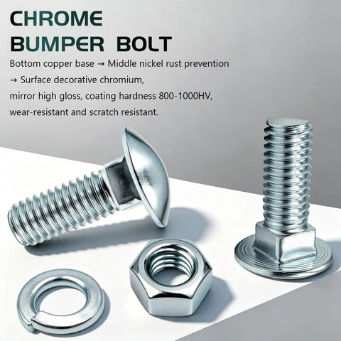 Heavy Duty Carriage Bumper Bolt Kit 7/16-14 X 1-1/4 Round Head Bolts for Ford Front and Rear Bumpers displayed on a surface