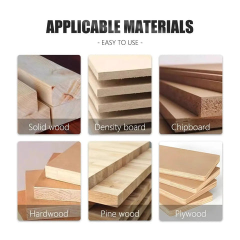 Applicable materials for Double Bearing 1/2 Inch Slot Cutting Router Bit including solid wood and plywood.