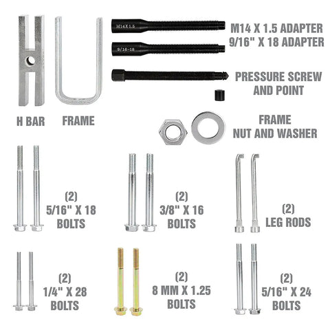 Steering Wheel Puller Set For All Major Cars And Trucks With Lock Plate Remover Includes 5/16 x 18, 5/16 x 24, And 3/8 x 16 Adapters