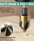 Close-up of HSS titanium-coated countersink bit from All In One Step Drill Bit And Countersink Set With 50 Sizes for precise cutting.