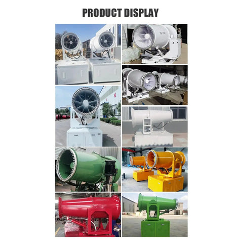 Heavy Duty Mobile Fog Cannon Sprayer With High Power Water Mist Generator For Demolition Sites Quarry Loading Zones Road Construction And Outdoor Industrial Dust Control Cooling Applications Durable Portable Design Built To Handle Tough Jobs On Site Like in various colors and sizes.