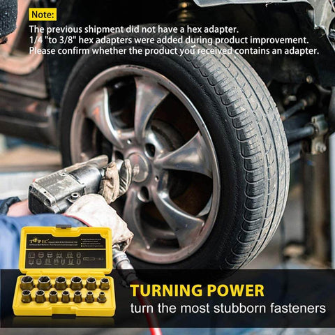 Impact wrench using Beast Of A Impact Bolt And Nut Remover Set Thirteen Plus One Piece Kit With Three Eighths Inch Drive Extractor Sockets