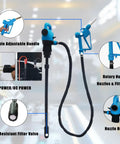 All Purpose Electric Drum Pump Workhorse for 55 Gallon Drums, 120 Volt AC and 12 Volt DC, telescoping tube, components view
