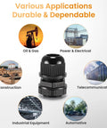 50 Pack One Half Inch NPT Cable Gland Waterproof IP68 Nylon Pass Through Cord Grip for multiple applications images