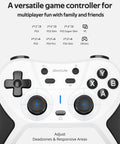 Wireless Gaming Controller With Broad Device Support For PC Switch iOS Android PS3 PS4 Steam Mac console layout view.