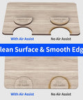 Comparison of wood cuts with and without Air Assist Pump Kit For Laser Cutter And Engraver, showing smooth and rough edges.