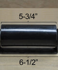 Front view of a Pair Of 6 Inch Rubber Top Guide Gate Rollers For Sliding Gates, Heavy Duty Wheels In Black, Weld On