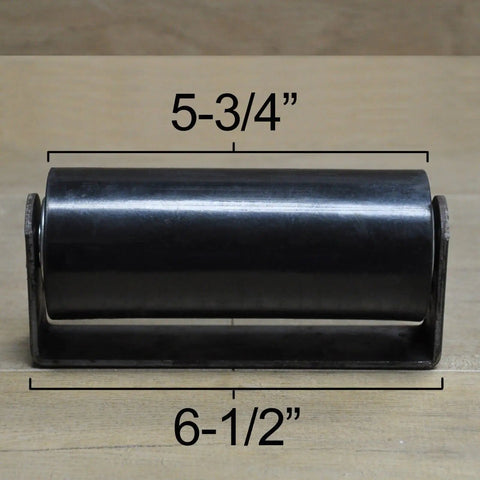 Front view of a Pair Of 6 Inch Rubber Top Guide Gate Rollers For Sliding Gates, Heavy Duty Wheels In Black, Weld On