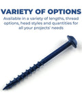 Blue-Kote Pocket Hole Screws 2 Inch Coarse Thread Maxi-Loc Head Outdoor Weather Resistant 250 Count.