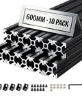 Beefy 10 Pack 23.62 Inch Aluminum Extrusion Profile With T Slot European Standard Anodized Linear Rail Black 6063 T5