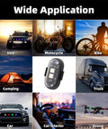 Six Pack Wireless LED Strobe Lights With Remote Control showing applications for SUV, motorcycle, bike, truck, car interior, drone