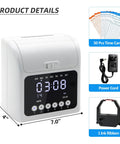 Foolproof Plug And Play Time Clock With Secure Passcode Lock For Small Business Featuring Auto Align Punch Machine, 7.5x7x4 inches.