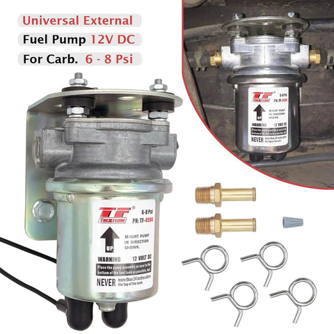 12V Electric Fuel Pump Replacement with 6-8 Psi output universal rotary vane design preassembled metal bracket for automotive