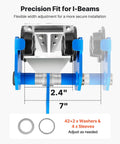 One Ton Manual Trolley With Dual Wheel Push Beam For I Beam And H Beam Adjustable Width Two Point Four To Seven Inches