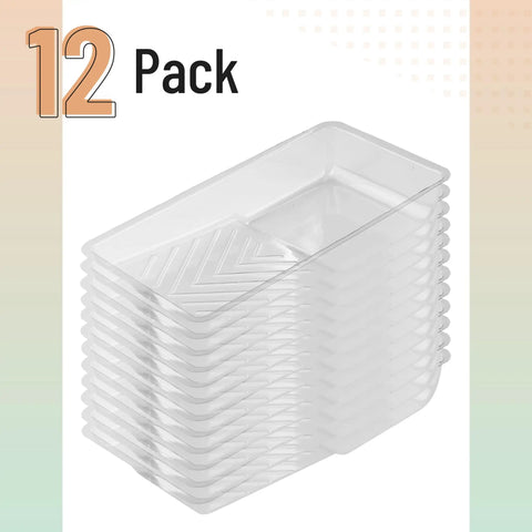 4 Inch Clear Disposable Paint Tray Liners, 12 Pack, Leak Resistant Plastic Liners For Quick Cleanups While Painting Walls, Trim, And Cabinets Ideal For Small Projects And DIY Home Makeovers No Mess